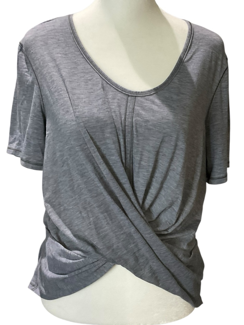 lululemon Do the Daily Heather Gray Short Sleeve Twist-Front Tee